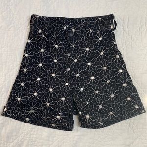 Vintage floral embroidered shorts